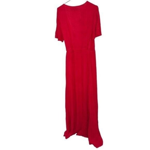 Lulu’s Much Obliged Dress Red Maxi Wrap Gauz Size Small - Picture 4 of 13